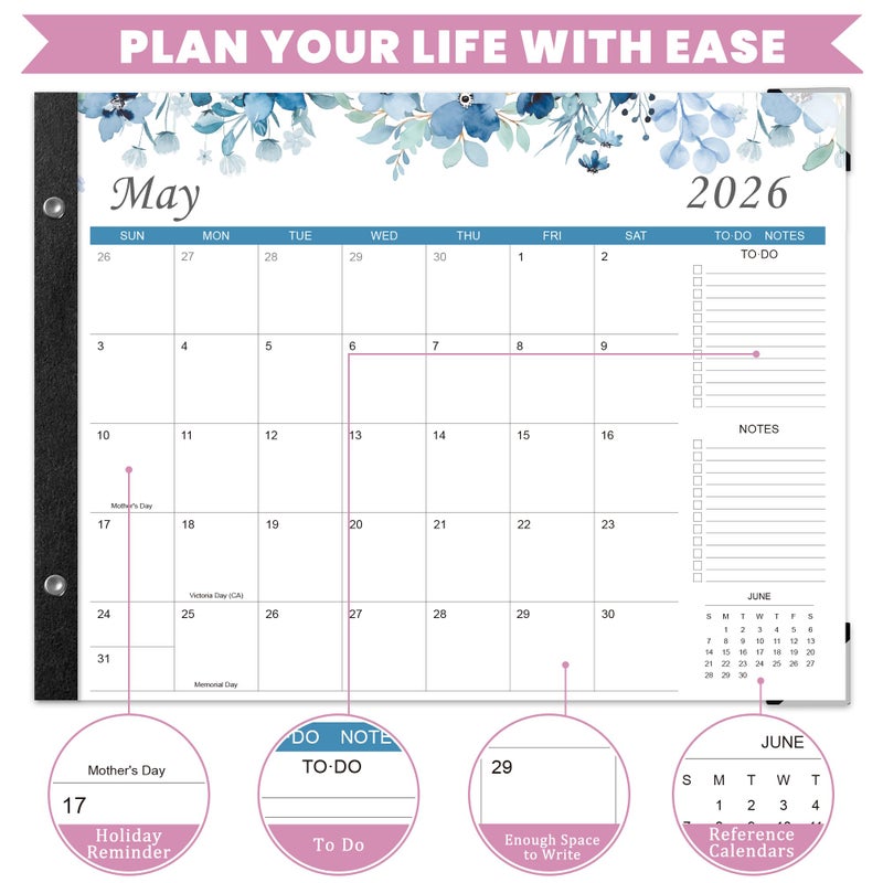 Adronix Desk Calendar 2026-2027 â€“ 22" x 17" Large Desk Calendar Runs From January 2026 to June 2027 - Image 5