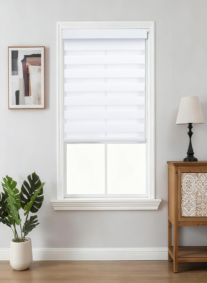 Joydeco No Drill Zebra Blinds for Windows, Cordless Day & Night Dual Sheer Roller Shades, Easy Installation, Free-Stop Light Filtering Privacy Blinds for Home(White,35" W x 75" H,2025 Version) - Image 2