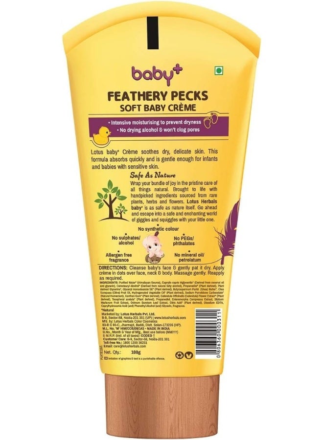 LOTUS HERBALS Lotus Herbals Baby+ Feathery Pecks Soft Baby Crème 100gm  - Image 2