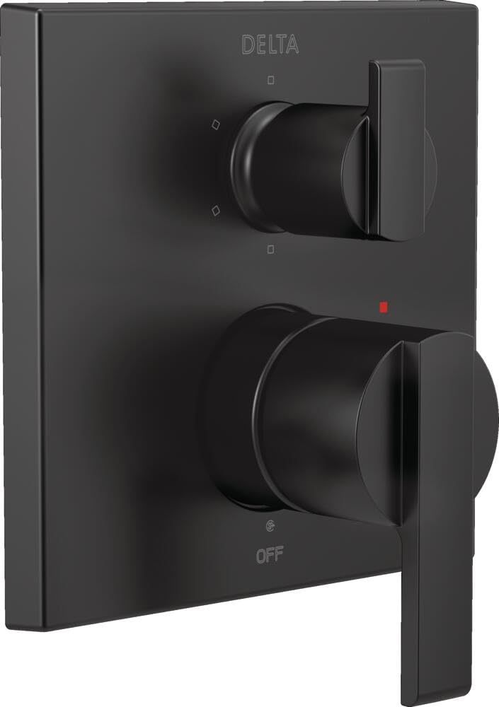 DELTA FAUCET T24967BL Angular Modern Monitor 14 Series Valve 6Setting Integrated Shower Trim with Diverter Matte Black Valve Not Included