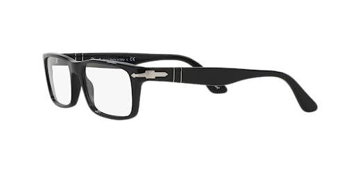 Persol Unisex PO3050V Rectangular Prescription Eyewear Frames, Black/Demo Lens, 53 mm - Image 3