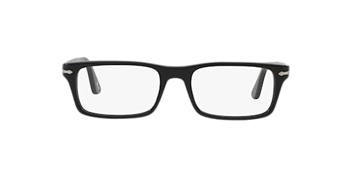 Persol Unisex PO3050V Rectangular Prescription Eyewear Frames, Black/Demo Lens, 53 mm - Image 1