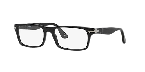 Persol Unisex PO3050V Rectangular Prescription Eyewear Frames, Black/Demo Lens, 53 mm - Image 2