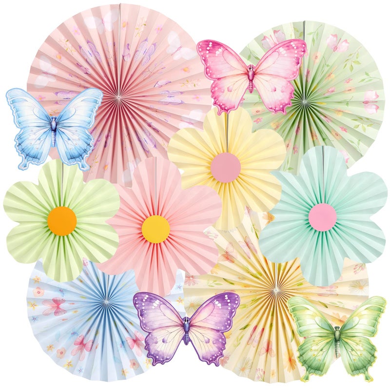 paper jazz Butterfly Flower Paper Fan,Pastel Party Decoration for Garden,Spring Paper Fans Floral Decorations for Wall Hanging Flower Decor Fairy Birthday Decorations Garland Backdrop for Tea Party Baby Shower. - Image 1
