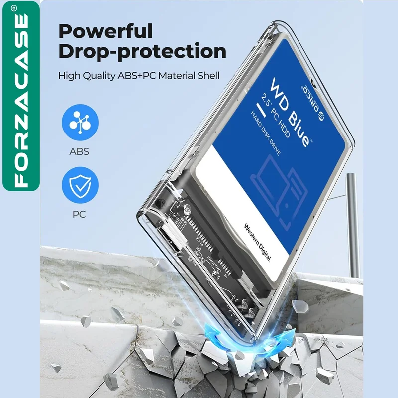Forzacase Portable High Speed ​​5gbps USB 3.1 Sata 2.5 Inch External Hard Disk Box - FC468