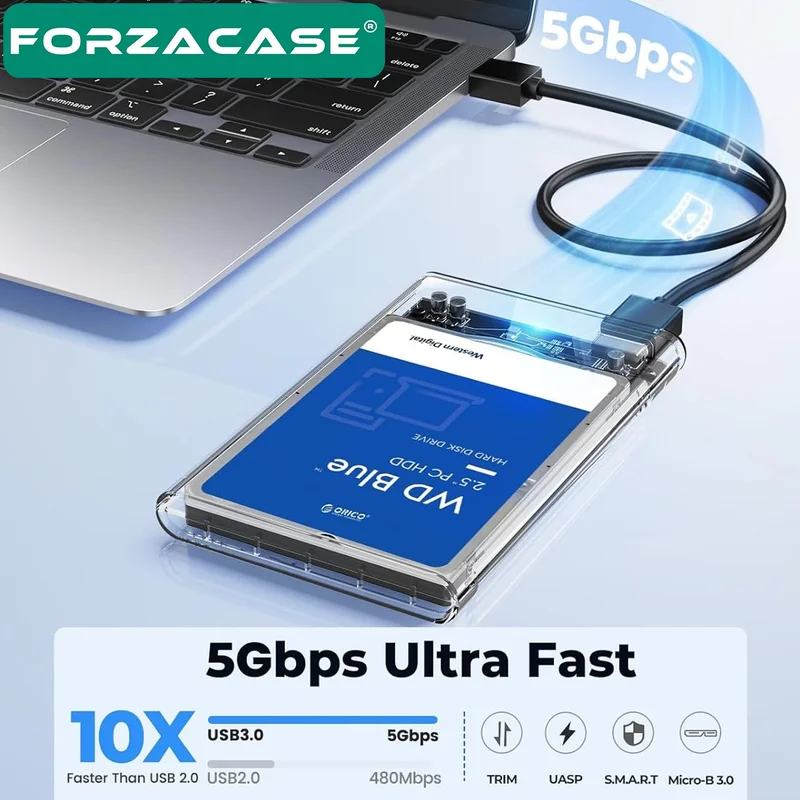 Forzacase Portable High Speed ​​5gbps USB 3.1 Sata 2.5 Inch External Hard Disk Box - FC468