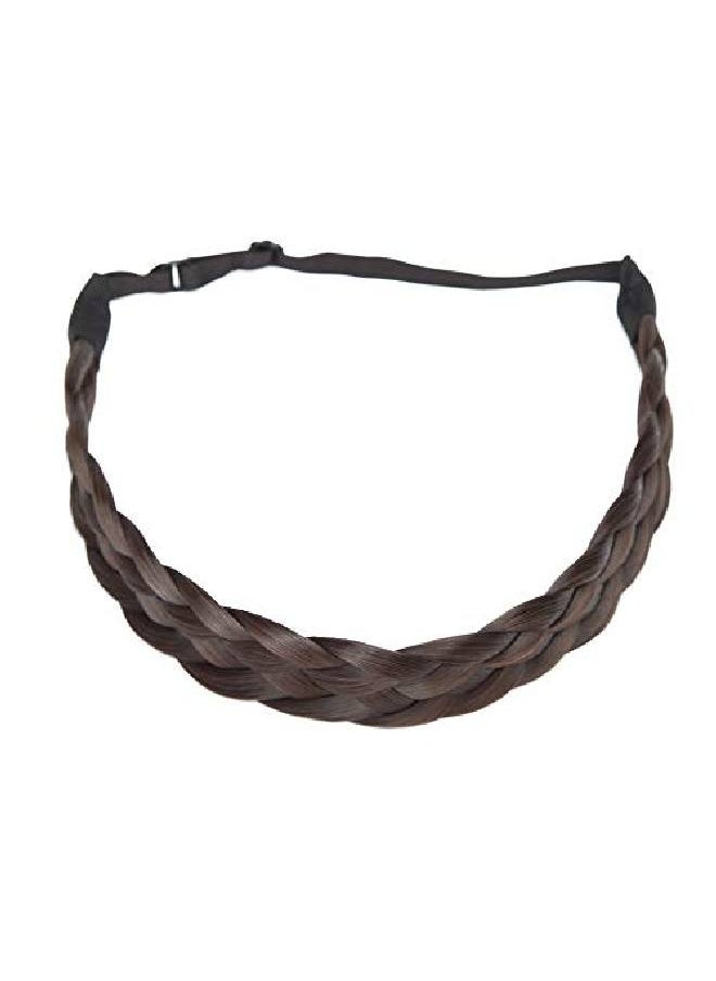 S-noilite - Braided Hair Band Plaited Headband Elastic Stretch Wide Plaited Braids Braided Headband Synthetic Hairpiece Chunky Braided Headband Trendy Girls Women (Mediumfive Strands Braided Dark Brown) - Image 1