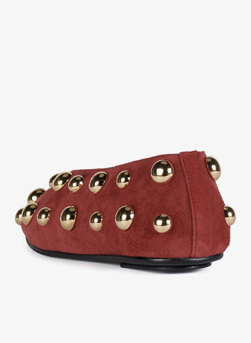 Jeffrey Campbell Wine Suede Gold Fathom St Suede Ballerinas for Women | Best Price UAE
