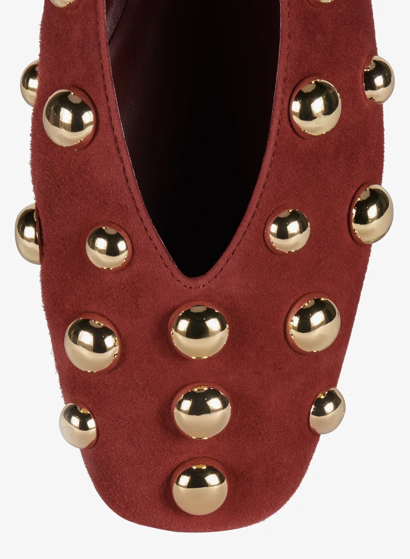 Jeffrey Campbell Wine Suede Gold Fathom St Suede Ballerinas for Women | Best Price UAE
