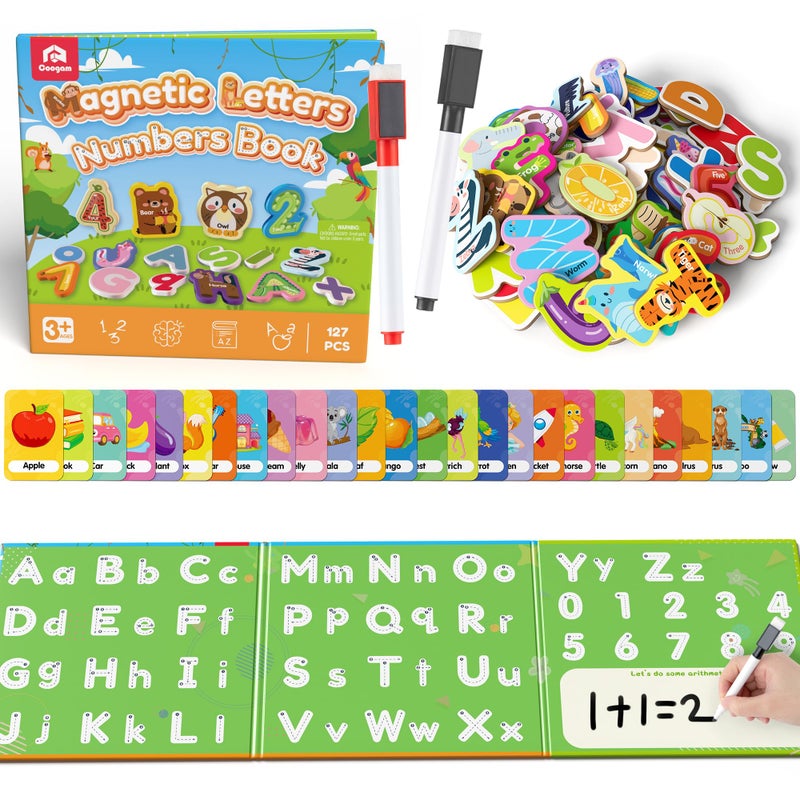 Coogam Magnetic Letters and Numbers 36 Animal Fruit Fridge Magnets Uppercase Lowercase Alphabet Number Matching Game Educational Spelling Learning Flashcards Toy Gift for 3 4 5 Years Old Kids - Image 2