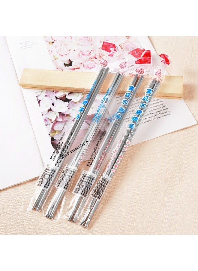 Factory Direct Stainless Steel Chopsticks Household Non-slip Chopsticks Kitchen Tableware Thread Non-slip Hotel Special-Color:Round  - Image 1