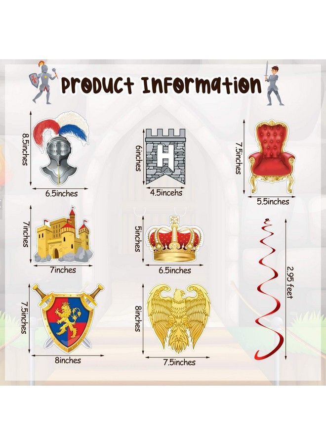 Skylety 25 Pieces Medieval Birthday Banner Medieval Castle Party Supplies Knight Birthday Decorations Medieval Whirls Hanging Decorations Stone Wall Shield Armour Shield For Medieval Birthday Party Supplies  - Image 3
