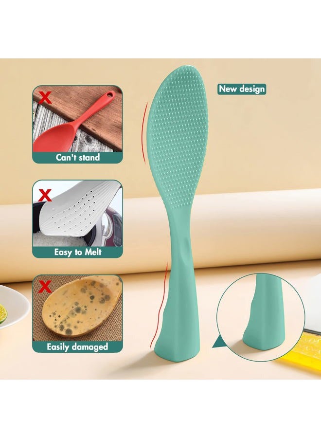 FireKylin Rice Paddle, Silicone Standing Rice Spatula with Non Stick Rice Spoon Paddle Heat Resistant Rice Cooker Spoon, Serving Spoon for Rice(Tiffany) - Image 2