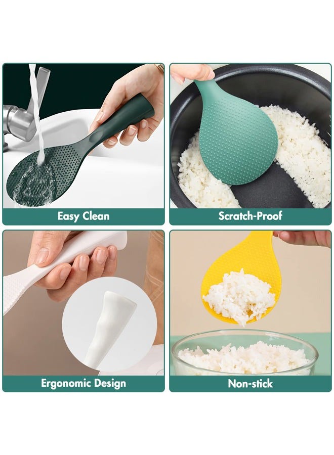 FireKylin Rice Paddle, Silicone Standing Rice Spatula with Non Stick Rice Spoon Paddle Heat Resistant Rice Cooker Spoon, Serving Spoon for Rice(Tiffany) - Image 5