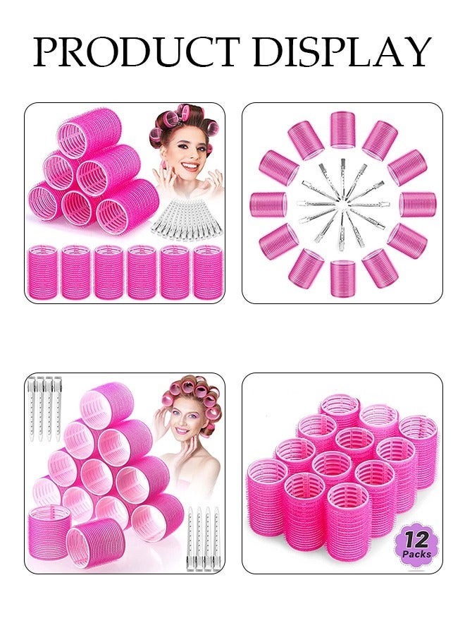 DUNISO Hair Curlers, Jumbo Size Hair Roller Sets Self Grip for Long Hair, Salon Hair Dressing Curlers, No heat Curlers Hair Rollers 24 Pcs (12 x LARGE +12 Clips) - Image 5