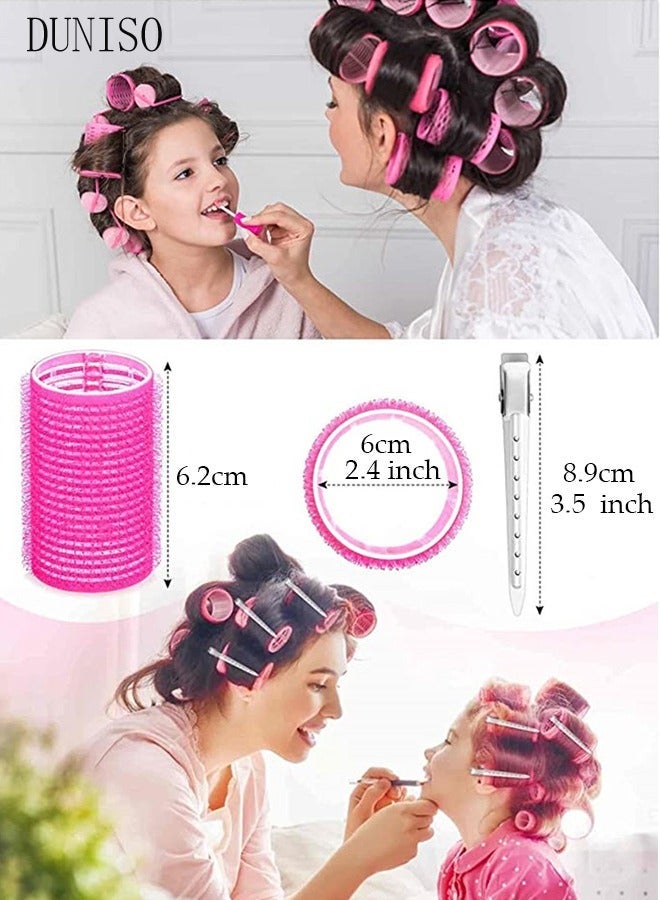 DUNISO Hair Curlers, Jumbo Size Hair Roller Sets Self Grip for Long Hair, Salon Hair Dressing Curlers, No heat Curlers Hair Rollers 24 Pcs (12 x LARGE +12 Clips) - Image 4