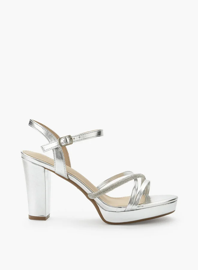 Flora Bella By Shoexpress SILVER Women Block Heels Sandals Ramadan Collection for Women | Best Price UAE