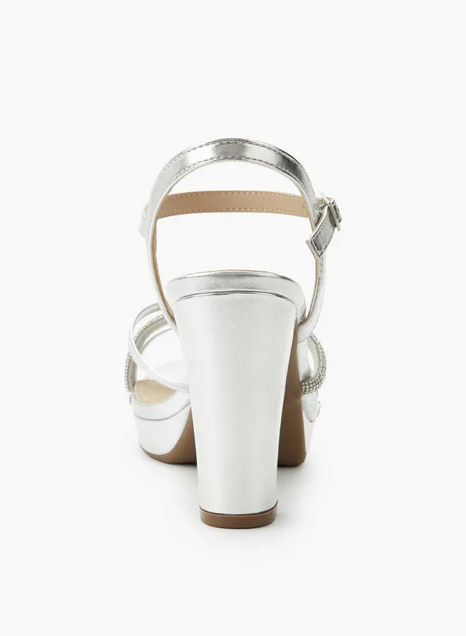 Flora Bella By Shoexpress SILVER Women Block Heels Sandals Ramadan Collection for Women | Best Price UAE