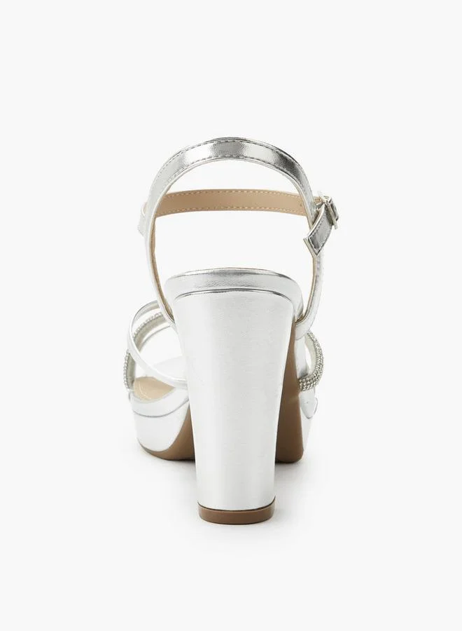 Flora Bella By Shoexpress SILVER Women Block Heel Sandals for Women | Best Price UAE