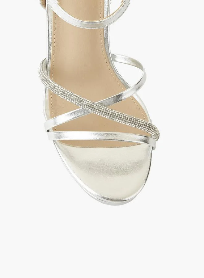 Flora Bella By Shoexpress SILVER Women Block Heel Sandals for Women | Best Price UAE