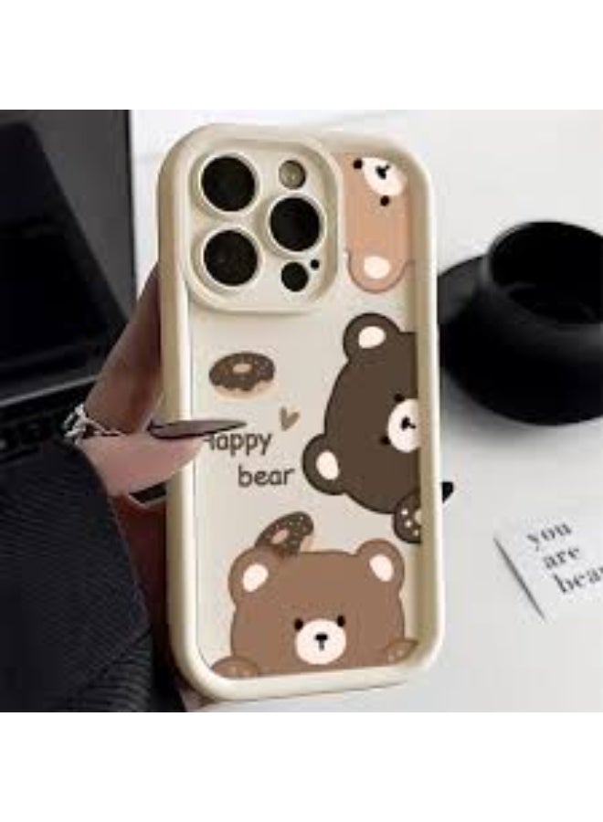 حافظة هاتف كرتونية لطيفة تظهر ثلاثة دببة جميلة، مصنوعة من مادة TPU لتغطية كاملة، متوافقة مع أيفون 15 بروماكس