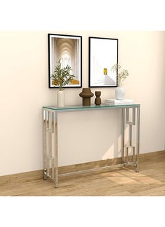 RIGID Stainless Steel Console Table with Glass Top  77x104x30cm  - Image 1