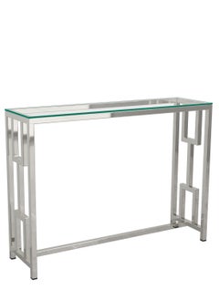 RIGID Stainless Steel Console Table with Glass Top  77x104x30cm  - Image 2