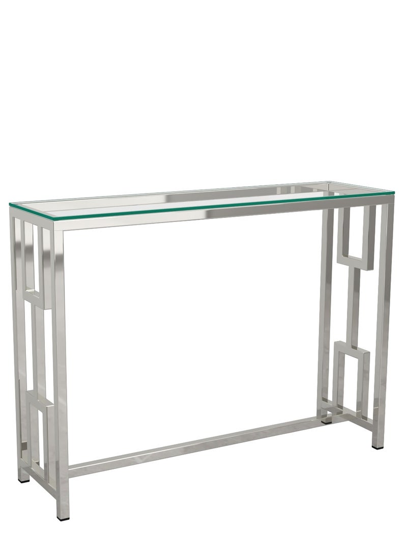 RIGID - Stainless Steel Console Table with Glass Top  77x104x30cm - Image 1