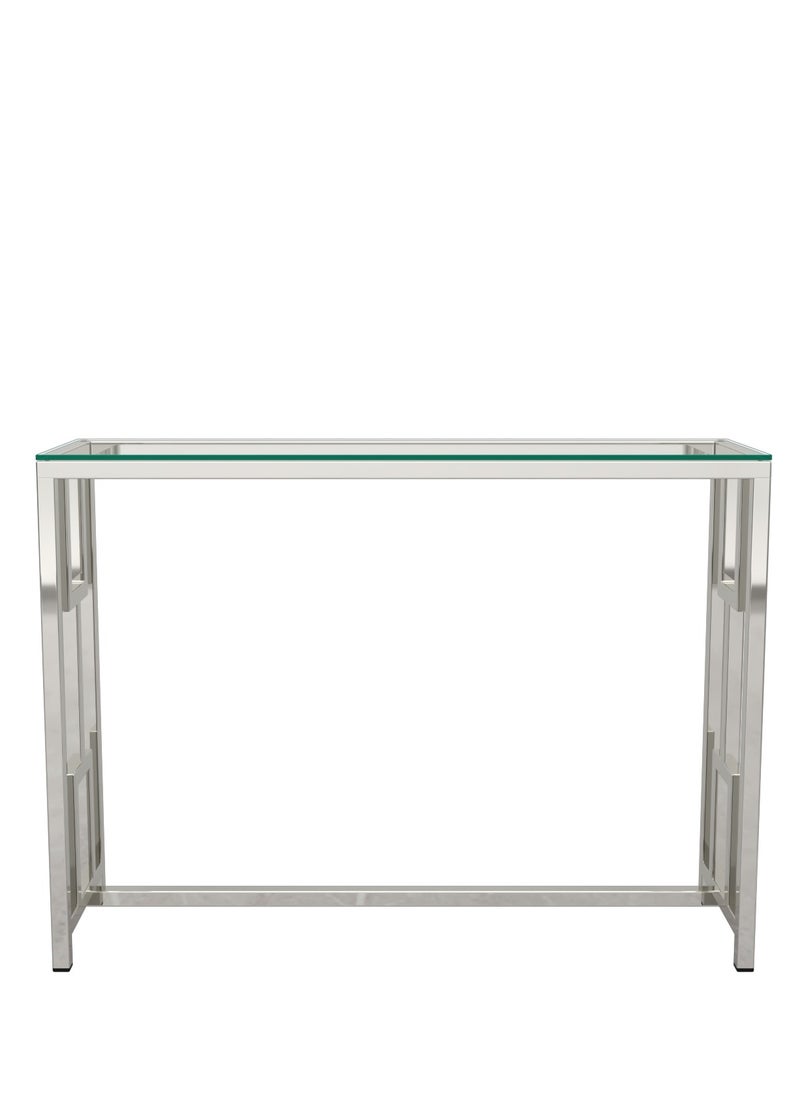 RIGID - Stainless Steel Console Table with Glass Top  77x104x30cm - Image 1
