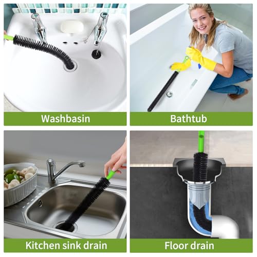 Dokpod 2 Pcs 17” Flexible Sink Drain Cleaner Brush Long Pipe Cleaner Brush for Cleaning Home Kitchen Sink Buthtub Snake Tube Hair Drain Clog Remover Brush for Shower and Tub Hair Clogs Bendable Sewer Drain - Image 3