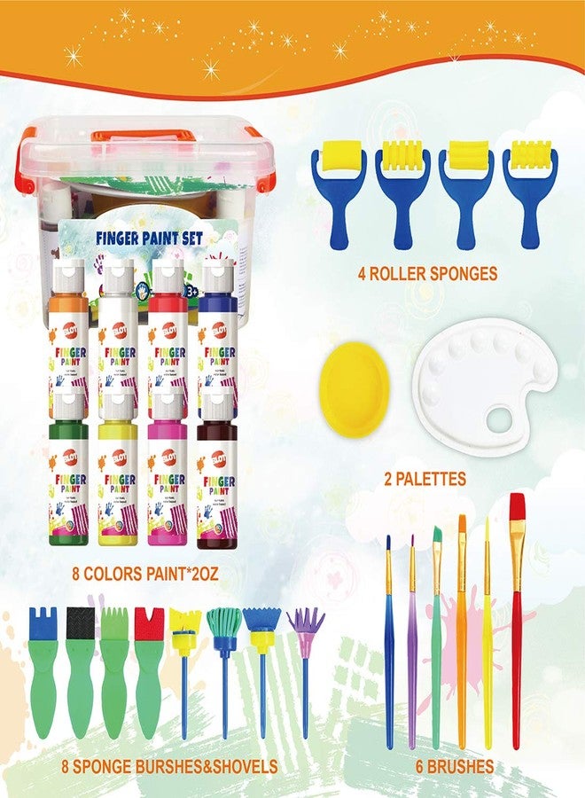 BLOT Early Learning Kids Paint Set Washable Finger Paint with Assorted Painting Brushes Sponges Portable Case for Kids Toddlers Drawing Gifts Age 3+ - Image 2