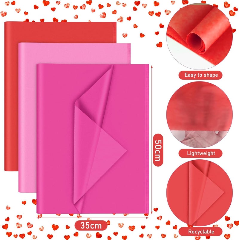 PLULON 60 Sheets Red and Pink Tissue Paper Bulk for Gift Bags Packaging Birthday Gift Wrapping Paper Sheets Birthday Holiday Wedding Construction Party Decorations - Image 2