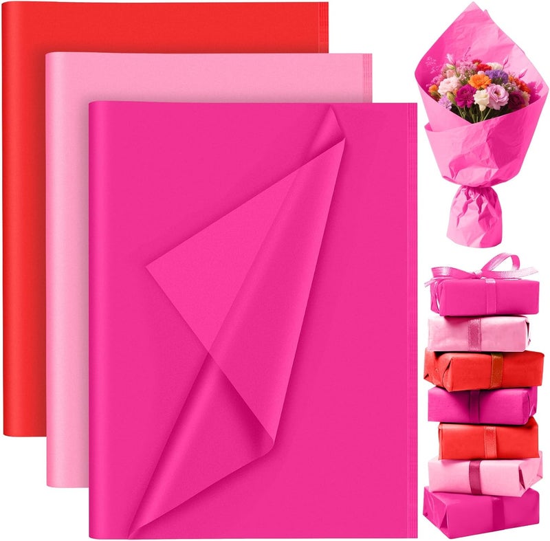 PLULON 60 Sheets Red and Pink Tissue Paper Bulk for Gift Bags Packaging Birthday Gift Wrapping Paper Sheets Birthday Holiday Wedding Construction Party Decorations - Image 1