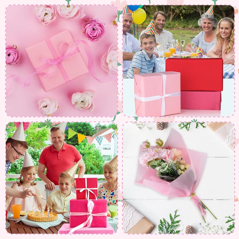 PLULON 60 Sheets Red and Pink Tissue Paper Bulk for Gift Bags Packaging Birthday Gift Wrapping Paper Sheets Birthday Holiday Wedding Construction Party Decorations - Image 3