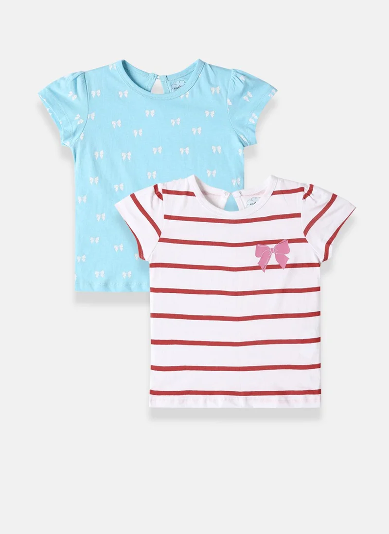 Nautinati Nautinati Girls Cotton Printed Pack of 2 Top