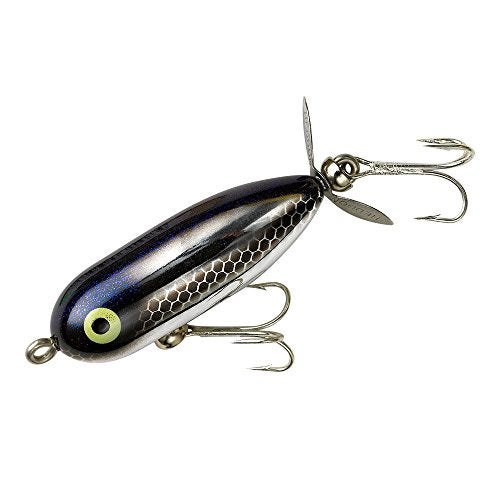 Heddon Torpedo Prop-Bait Topwater Fishing Lure with Spinner Action, Black Shiner/Glitter, Tiny Torpedo (1/4 oz) - Image 2