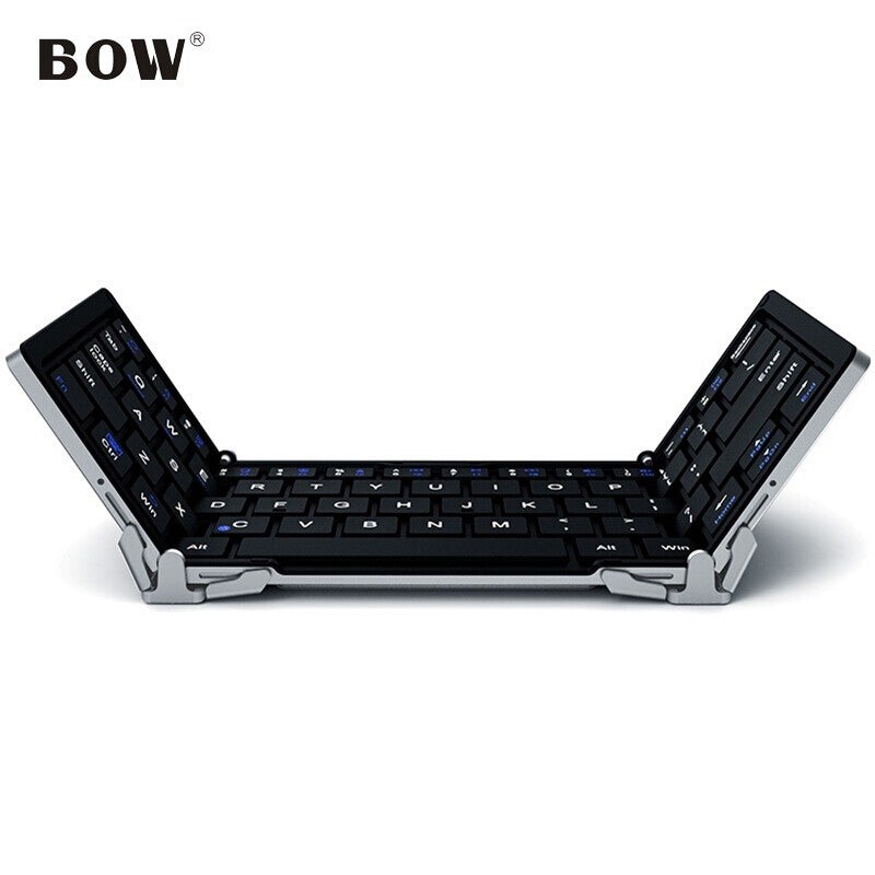 B.O.W Hangshi HB066 Foldable Wireless Bluetooth Keyboard Compatible with IPad Tablet Phone Computer Universal Office Mini Keyboard Standard Version Black - Image 1