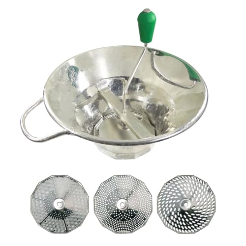 LOUIS TELLIER - Manual Tin plated Food Mill - Includes 3 Discs - High Productivity (3.3 lbs/minute) - Soups, Purees, Compotes, Coulis – Robust – 12.2 in x 12.2 in x 9.8 in - Made in France - Image 1