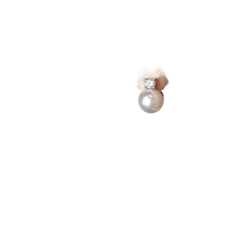 JHJ Pearl Earrings with Rhinestone Detail and Lightweight Huggie Profile for Daily Wear and Elegant Styling - Image 4