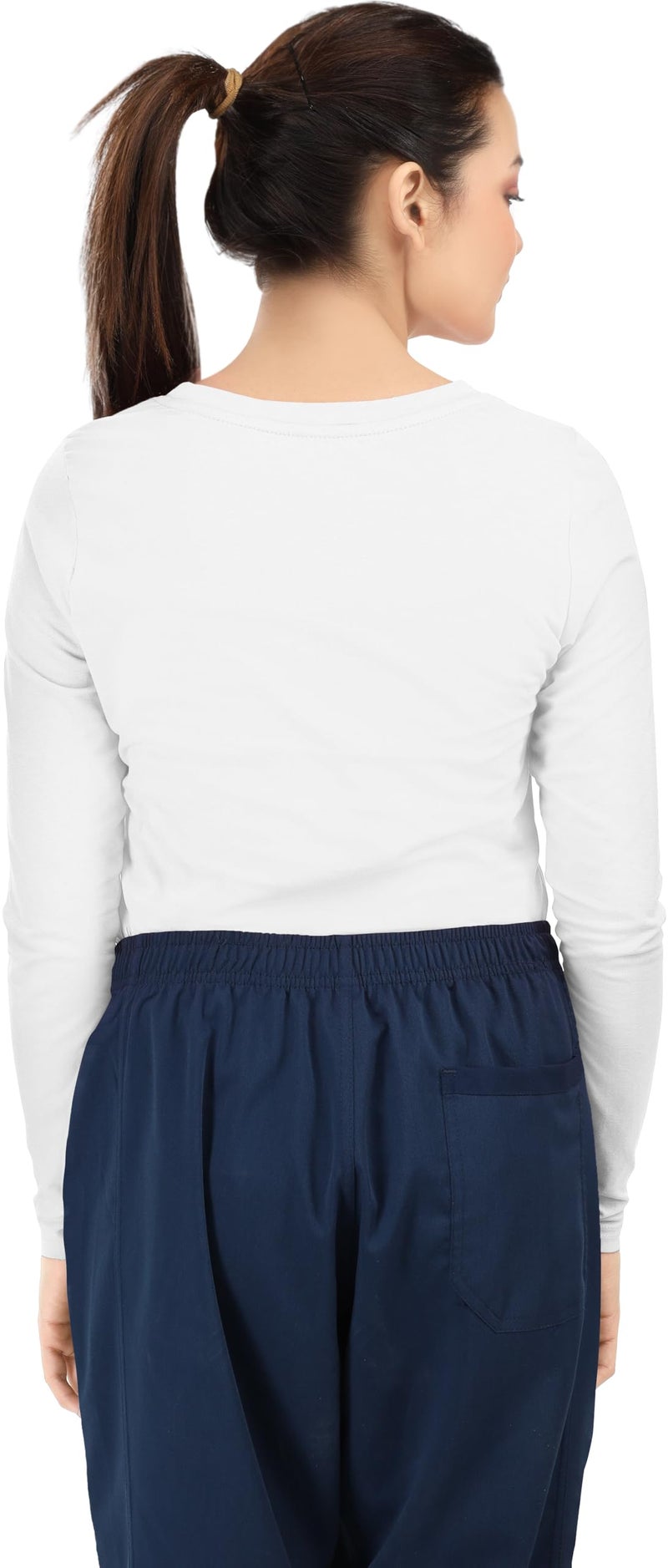 NY Threads Womens Under Scrub Slim Fit Long Sleeve T-Shirt Underscrub Comfort Tee, Medium, White - Image 2