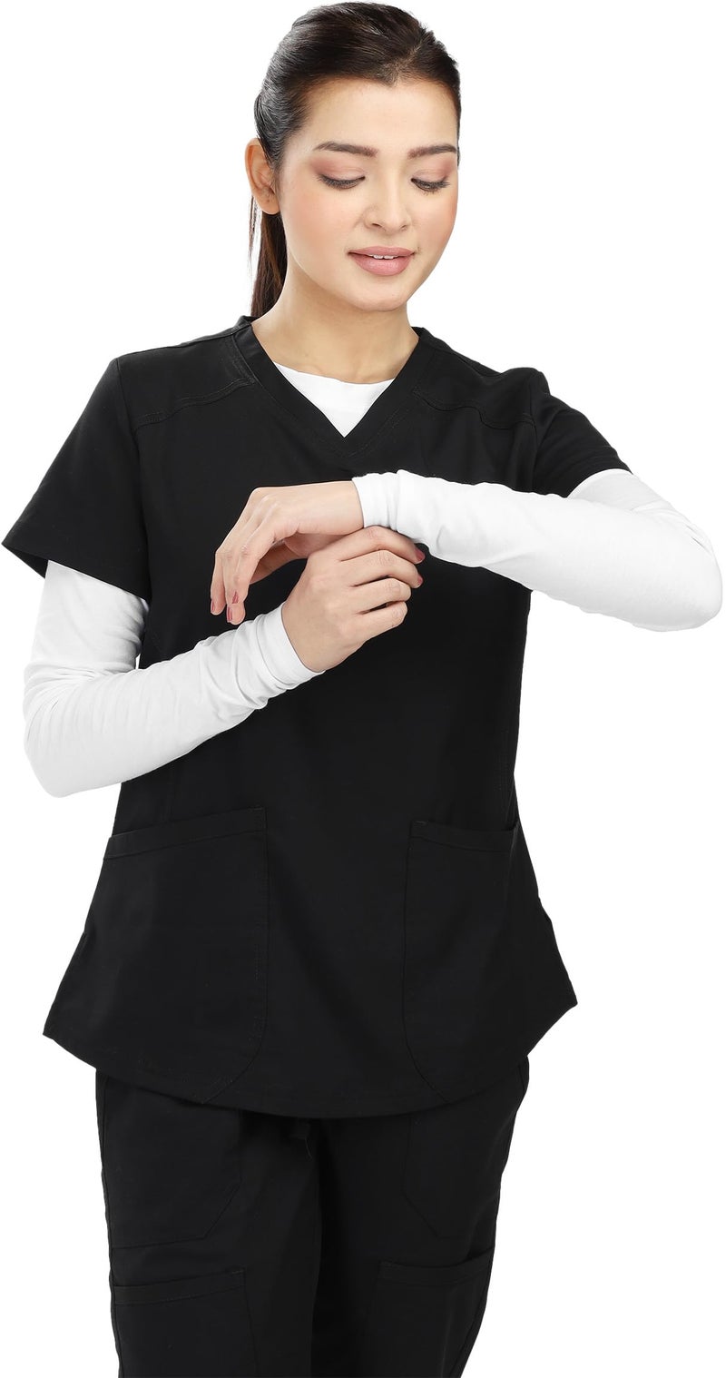 NY Threads Womens Under Scrub Slim Fit Long Sleeve T-Shirt Underscrub Comfort Tee, Medium, White - Image 4
