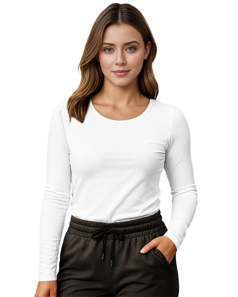 NY Threads Womens Under Scrub Slim Fit Long Sleeve T-Shirt Underscrub Comfort Tee, Medium, White - Image 1