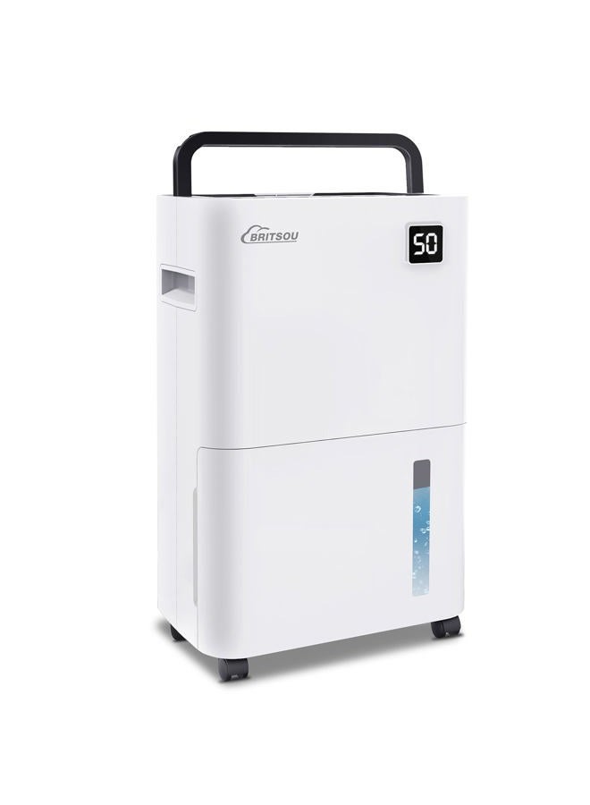Britsou 50 Pints Dehumidifier for Basement with Drain Hose - Quiet Smart Operation with 3 Modes, 24HR Timer - Ideal for Home Bedroom, Bathroom, Small to Large Rooms - Image 1