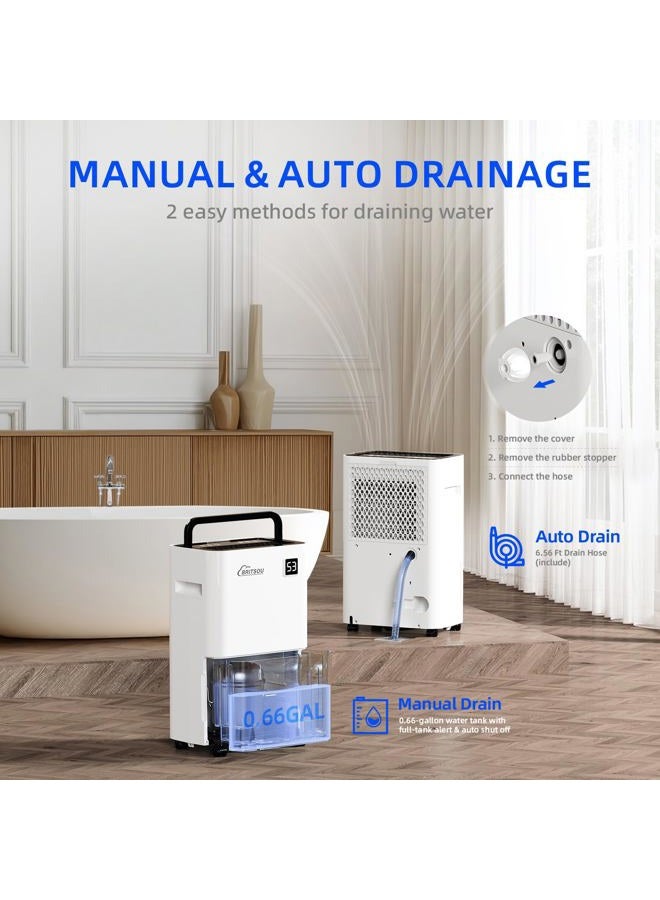 Britsou 50 Pints Dehumidifier for Basement with Drain Hose - Quiet Smart Operation with 3 Modes, 24HR Timer - Ideal for Home Bedroom, Bathroom, Small to Large Rooms - Image 5