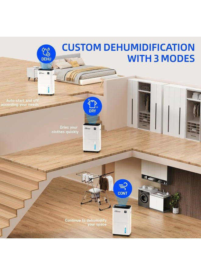 Britsou 50 Pints Dehumidifier for Basement with Drain Hose - Quiet Smart Operation with 3 Modes, 24HR Timer - Ideal for Home Bedroom, Bathroom, Small to Large Rooms - Image 3