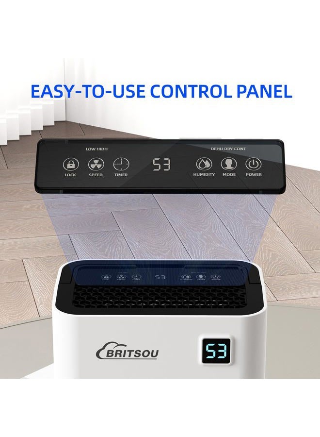 Britsou 50 Pints Dehumidifier for Basement with Drain Hose - Quiet Smart Operation with 3 Modes, 24HR Timer - Ideal for Home Bedroom, Bathroom, Small to Large Rooms - Image 4