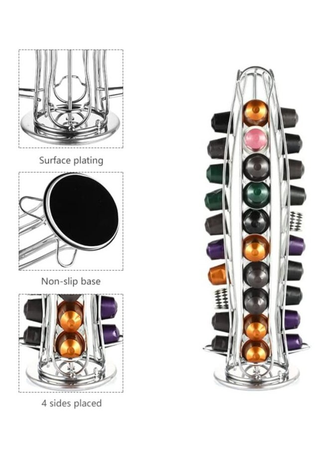 Everrich - Capsule holder capsule stand swivel straight holder for 40 pieces Nespresso coffee capsules silver - Image 1