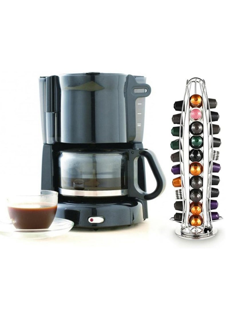 Everrich - Capsule holder capsule stand swivel straight holder for 40 pieces Nespresso coffee capsules silver - Image 1