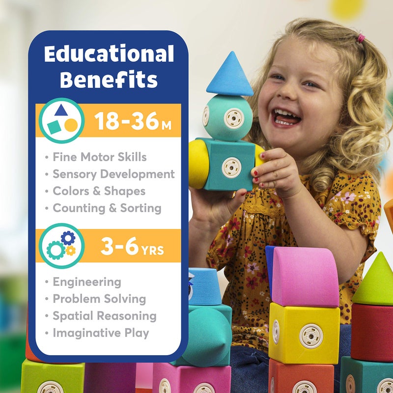 Blockaroo Magnetic Foam Blocks – STEM Preschool Toys for Children, Toddlers, Boys and Girls, The Ultimate Bath Toy – 100 Piece Set with Toy Chest, Bath Building Blocks, Engineering Toys for Kids 3-6 - Image 3