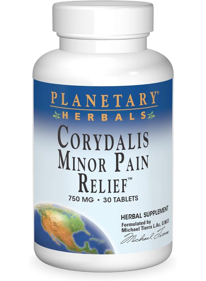 PLANETARY HERBALS Corydalis Minor Pain Relief 750 mg, 30 Tablets – Supports Minor Pain Relief, Cardiovascular Health, with Herbal Ingredients - Image 1